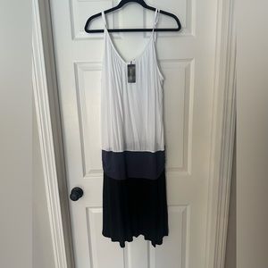 Black gray and white color block dress